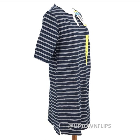 NEW Womens Pocket Dress Small Blue Striped UV Sun Protection - Picture 15 of 16